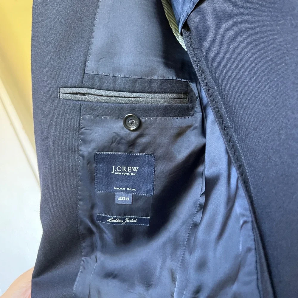 J.Crew Loro Piana Ludlow Blazer Jacket 40R Navy Blue Wool Two Button Suit Coat